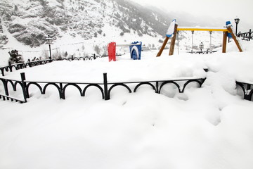Famous ski center Soldeu city snow covered, Andorra