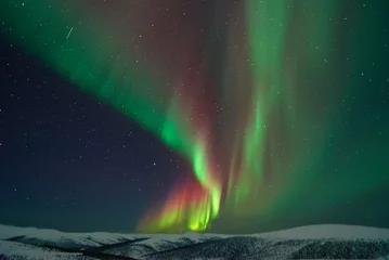 Rolgordijnen Noorderlicht Aurora Borealis en meteoren in Alaska