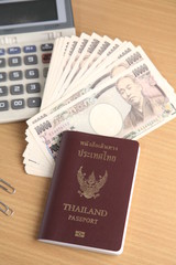 Japanese Yen banknote and Thai passport calculator