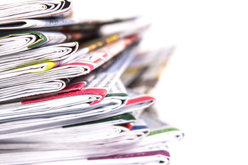 closeup stack of newspaper