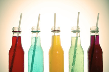 vintage color tone of close up cool colorful drink