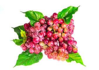 red grapes isolated on white background