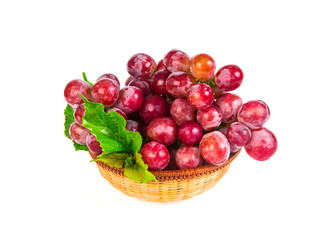 red grapes isolated on white background