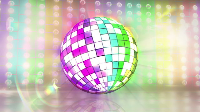 Disco ball revolving with gay pride flag