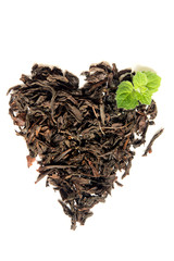 Dry black tea heart shape