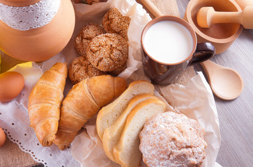 Homemade pastries and a cup of milk