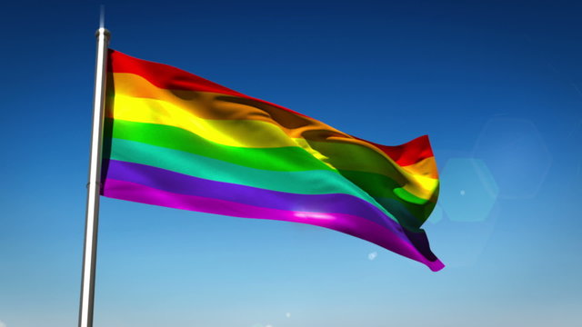 Rainbow flag blowing in the breeze 