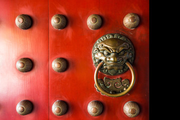 Old chinese door Buddha Tooth Relic Temple and Museum