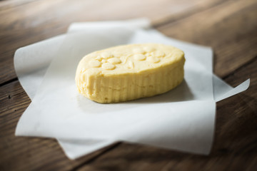 close up on a mound of rustic butter
