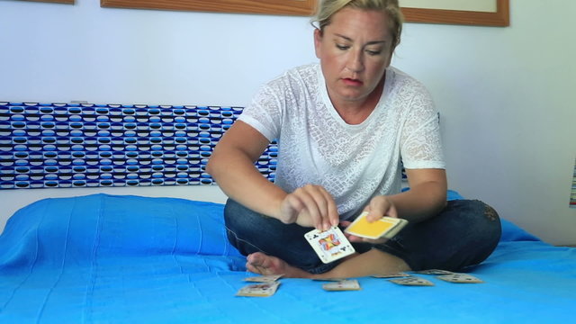 Woman looking at the own fortunes