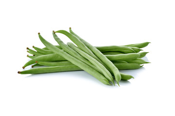 stack of French beans on white background