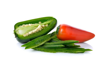 Mexican chili peppers or Jalapenos Chili Peppers on white backgr