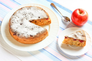 apple charlotte cake decorated with flowers