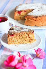 apple charlotte cake decorated with flowers