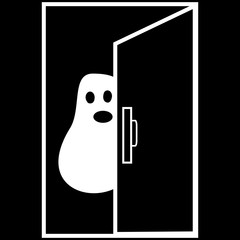 Funny Ghost Halloween nightmare behind the door