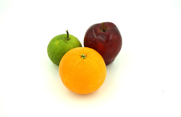 orange and apple , isolate on white background
