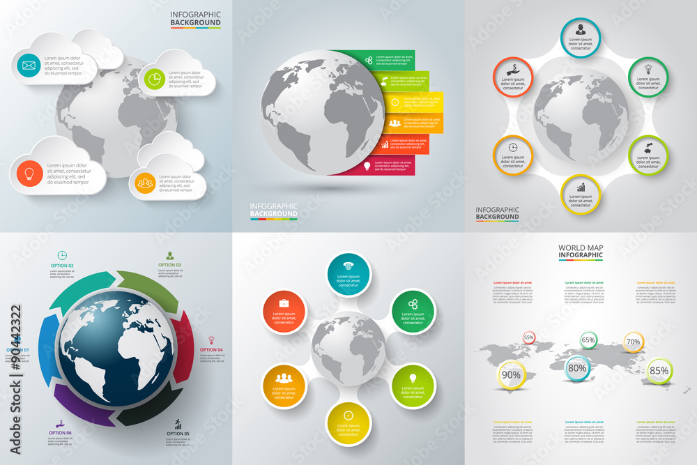 Poster vector set of infographics with the planet earth.