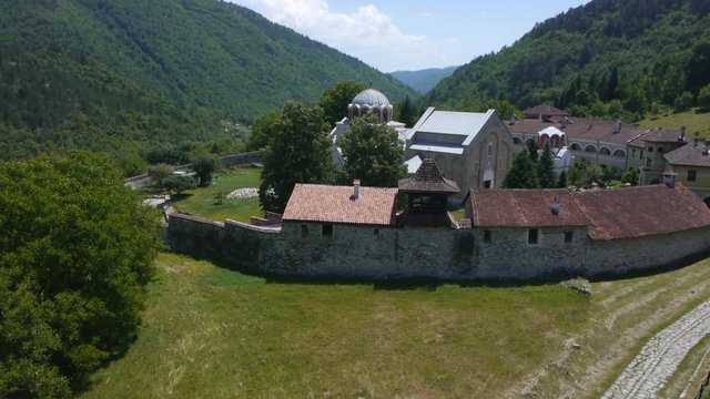 Slow flying over the orthodox monastery in Serbia.
