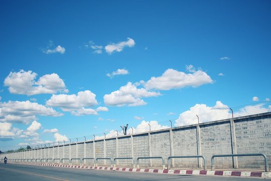 Blue sky with wall