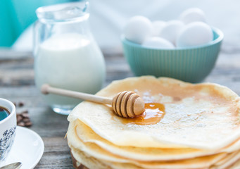russian puncakes and ingredients