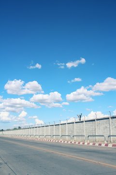 Blue sky with wall