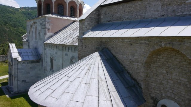 Slow flying over the orthodox monastery in Serbia.
