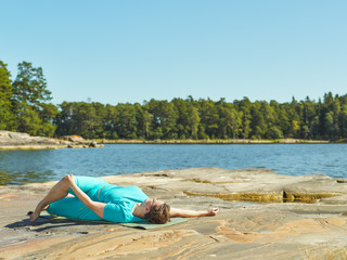 Real-life fitness training, mature woman
