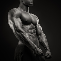 Strong and power bodybuilder posing