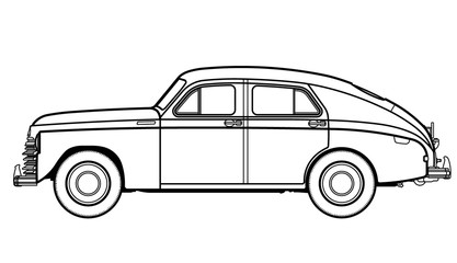 Car retro line drawing