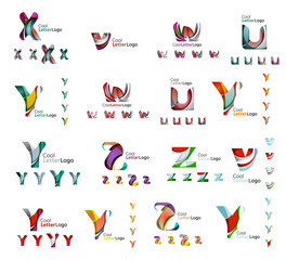 Set of colorful abstract letter corporate logos created with