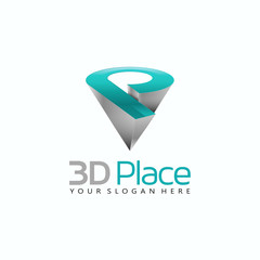 3D Place maps location IT Start up logo elegant simple icon