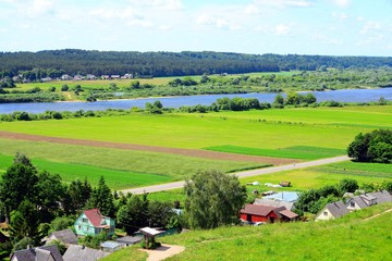 Obraz premium Nemunas river view from Mound in Seredzius town