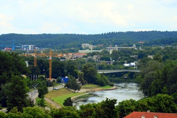 Fototapeta premium Vilnius city view from Cathedral belfry in Cathedral place