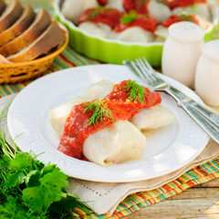 Cabbage Rolls with Tomato Sauce and Dill