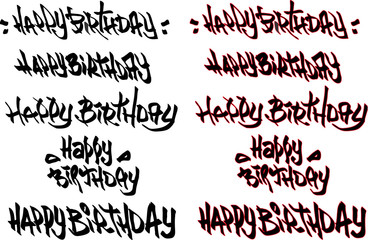 happy birthday hand drawn text tagged with graffiti fonts