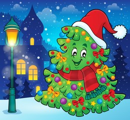 Tree with Christmas hat theme 3