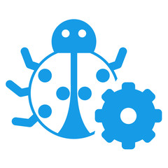 Icono aislado bicho configuracion azul