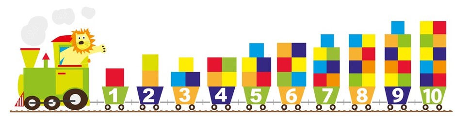 animal train with numbers and blocks / vectors for children