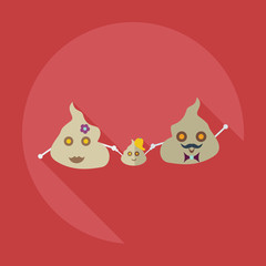 Flat modern design with shadow icons turd, faeces