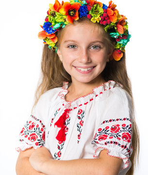  little girl in the national Ukrainian costume