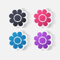 Realistic paper sticker: flowers. camomile