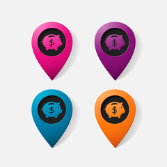 Realistic color pointer: moneybox. pig