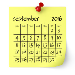September 2016 - Calendar