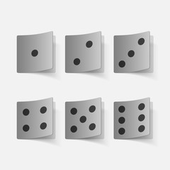 Realistic paper sticker: dice