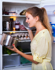 Housewife posing with soup