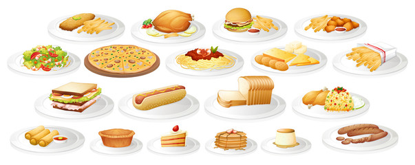 Different kind of food on plates