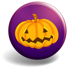 Halloween badge with pumpkin..