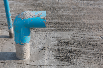 Blue pvc wate pipe at construction site