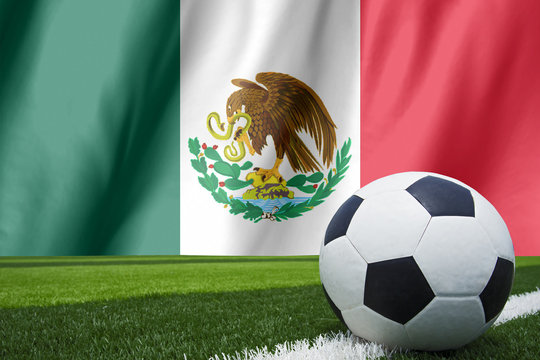 Ball streaks across the flag of Mexico, where soccer is a nation