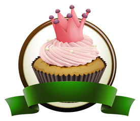Cupcake with green ribbon